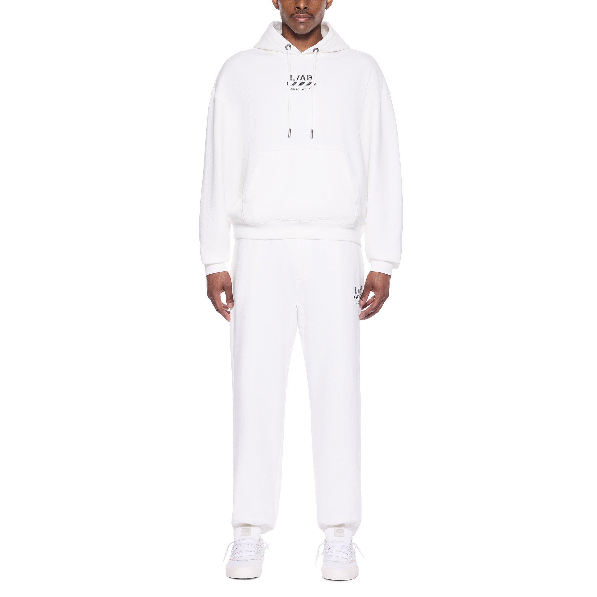 L/AB c/o Off-White Men's Core Diagonal Hoodie - WHITE